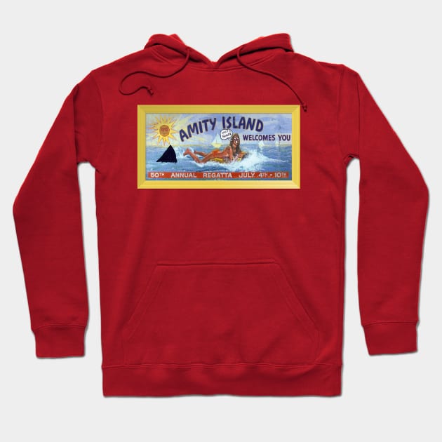 Jaws — Amity Billboard (with graffiti) Hoodie by GraphicGibbon